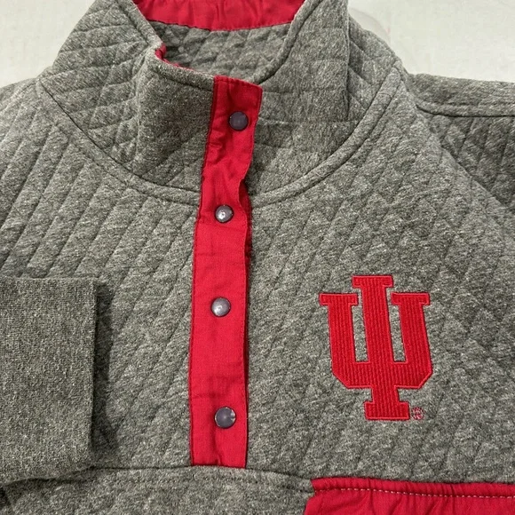 Indiana Hoosiers Women's XL Gray/Red Quarter-Snap Pullover Jacket - Picture 1 of 15